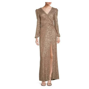 NWT Xscape Women Sequined Maxi Evening Dress SZ 12